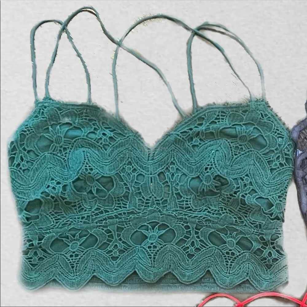 👗CLOSET CLOSING! 
FREE PEOPLE intimates green floral bralette